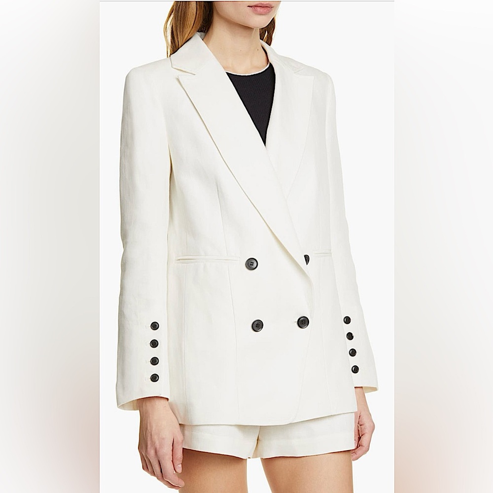 FRAME Double breasted Linen & Cotton Boyfriend Blazer - Size S/4